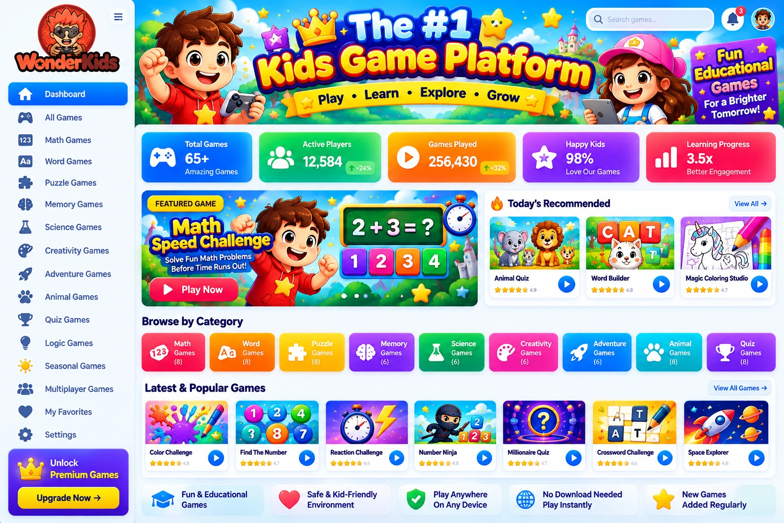 The number one kids game platform feature graphic