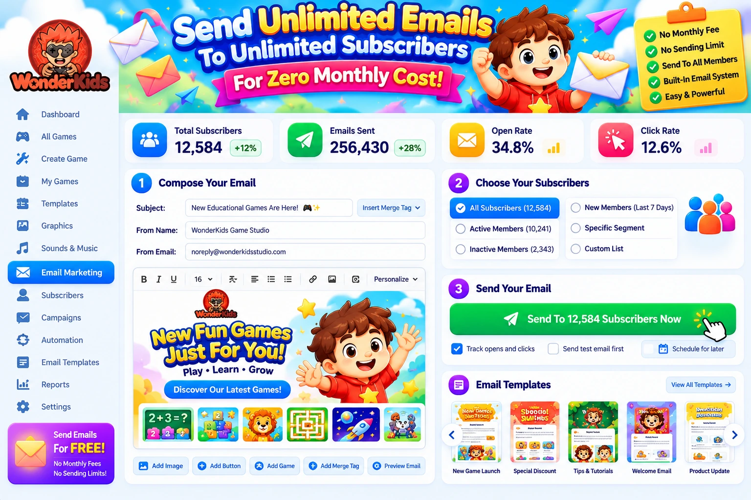 Unlimited email dashboard feature graphic