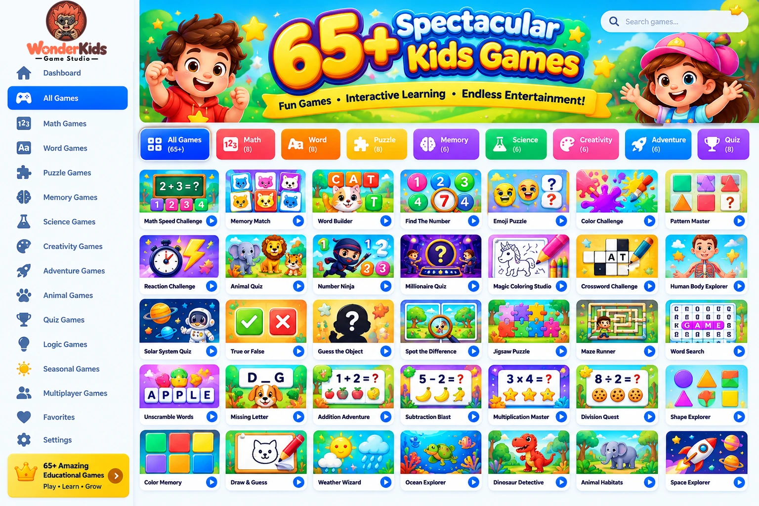 65 plus spectacular games feature graphic